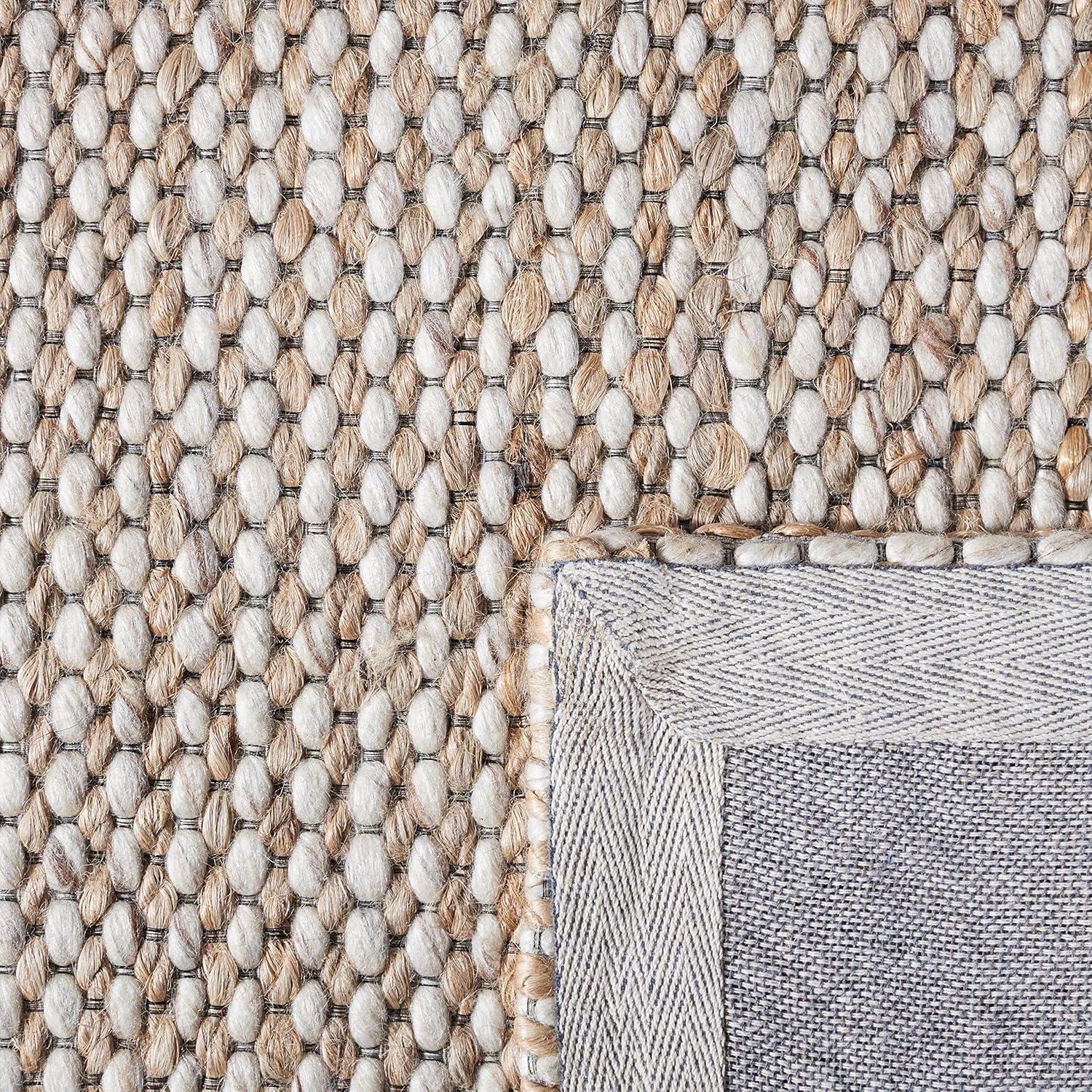 SAFAVIEH Natural Fiber Collection Area Rug - 9' x 12', Natural & Beige, Handmade Farmhouse Jute & Wool, Ideal for High Traffic Areas in Living Room, Bedroom (NFB553B)