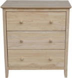 International Concepts Dresser with 3 Drawers, Unfinished