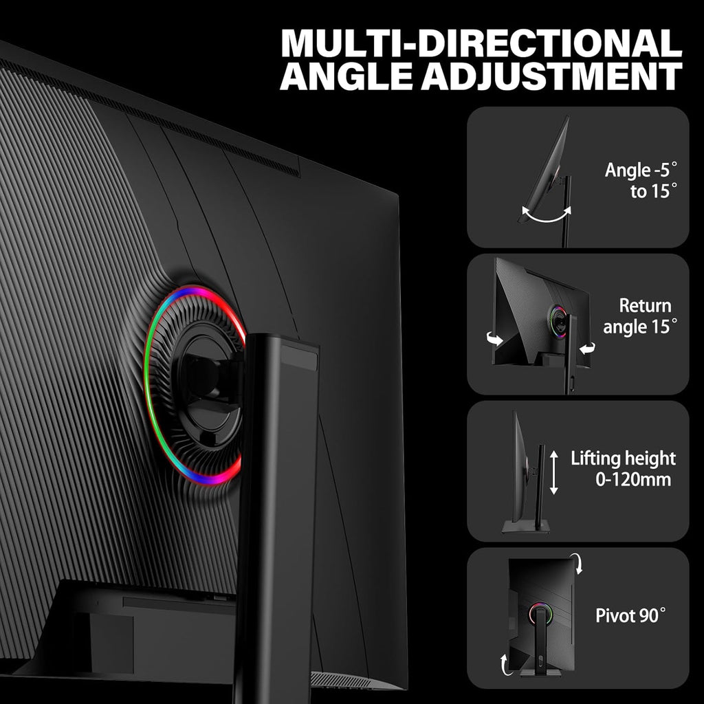 Gawfolk 27 Inch 4K Gaming Monitor IPS  UHD 3840 x 2160p 144Hz PC Computer Monitors IPS Screen for Home & Office  HDMI  DisplayPort  Wall Mount Compatible