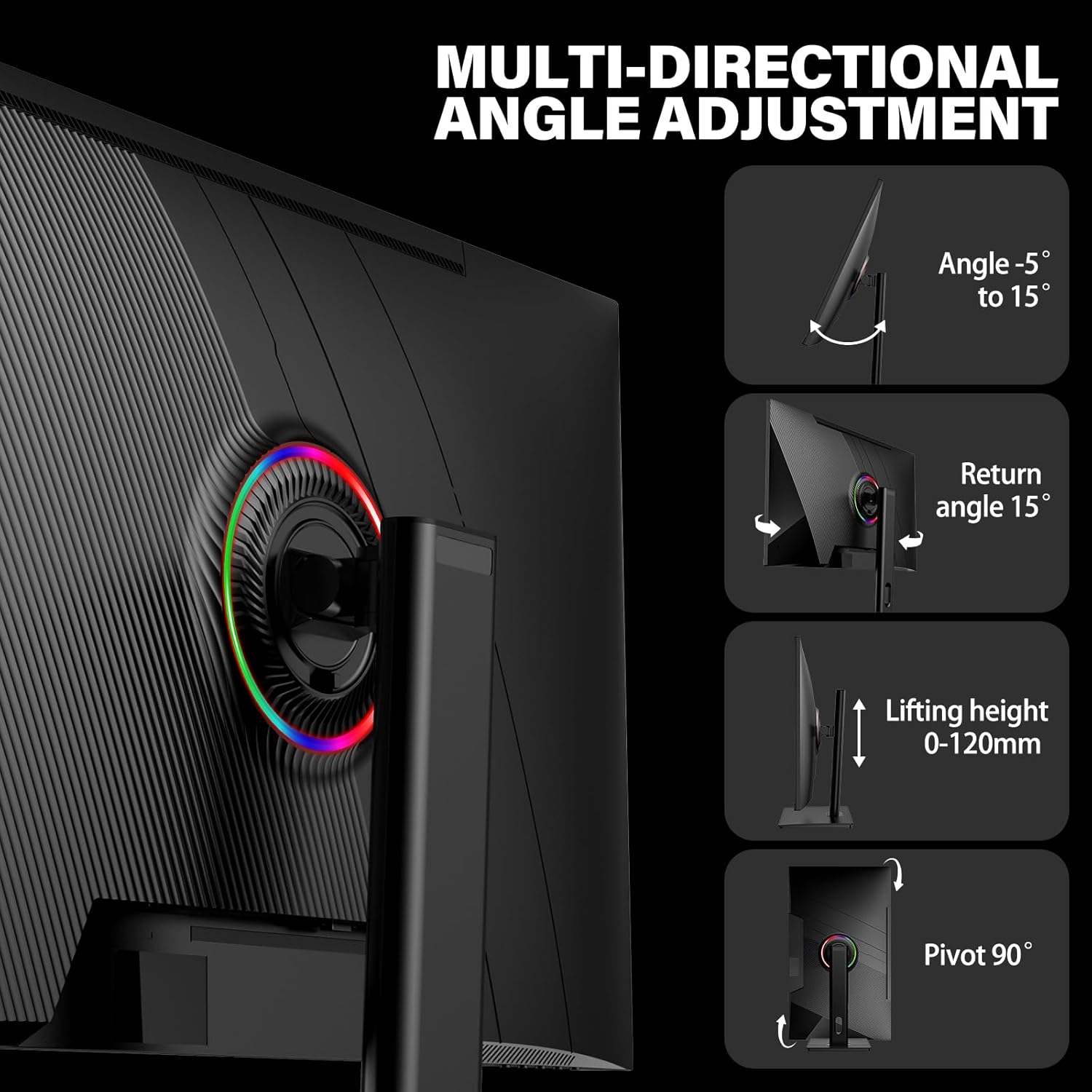 Gawfolk 27 Inch 4K Gaming Monitor IPS  UHD 3840 x 2160p 144Hz PC Computer Monitors IPS Screen for Home & Office  HDMI  DisplayPort  Wall Mount Compatible