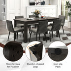 COSTWAY 63' Rectangular Dining Table for 4-6 People, Modern Farmhouse Dinette Table with Large Computer Workstation, Grey