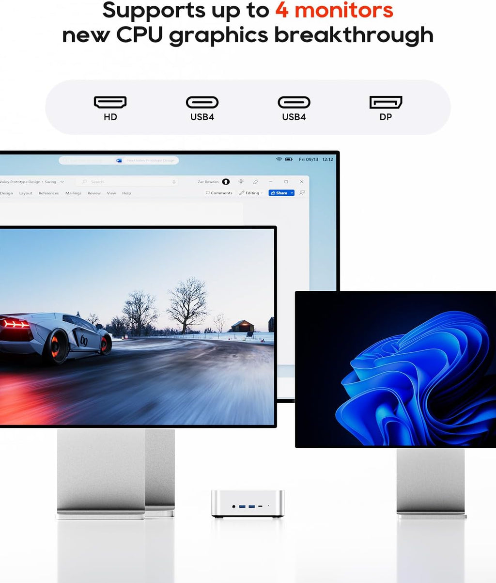 AOOSTAR MACO AMD R7 PRO 6850H Mini PC (8C/16T 4.70Ghz) with LPDDR5 6400Mhz 24GB RAM &1TB M.2 2280 PCIE4.0 NVME SSD 3 *M.2 Slots; Dual 2.5G; LAN Dual USB4；Four-Screen 4K Display
