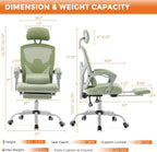 Sweetcrispy Office Computer Desk Chair, Ergonomic High-Back Mesh Rolling Work Swivel Chairs with Wheels, Comfortable Lumbar Support, Comfy Arms for Home, Bedroom, Study, Student, Green