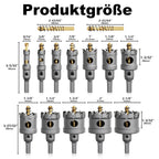 GSTK Upgrade Heavy Duty Carbide Hole Saw 14 Pcs,Metal Steel Hole Saw Drill Bit,TCT Hole Cutter,Alloy Hardness Upgrade, with 2*Extra Titanium Plated Pilot Center Drill and 2*L-Wrench