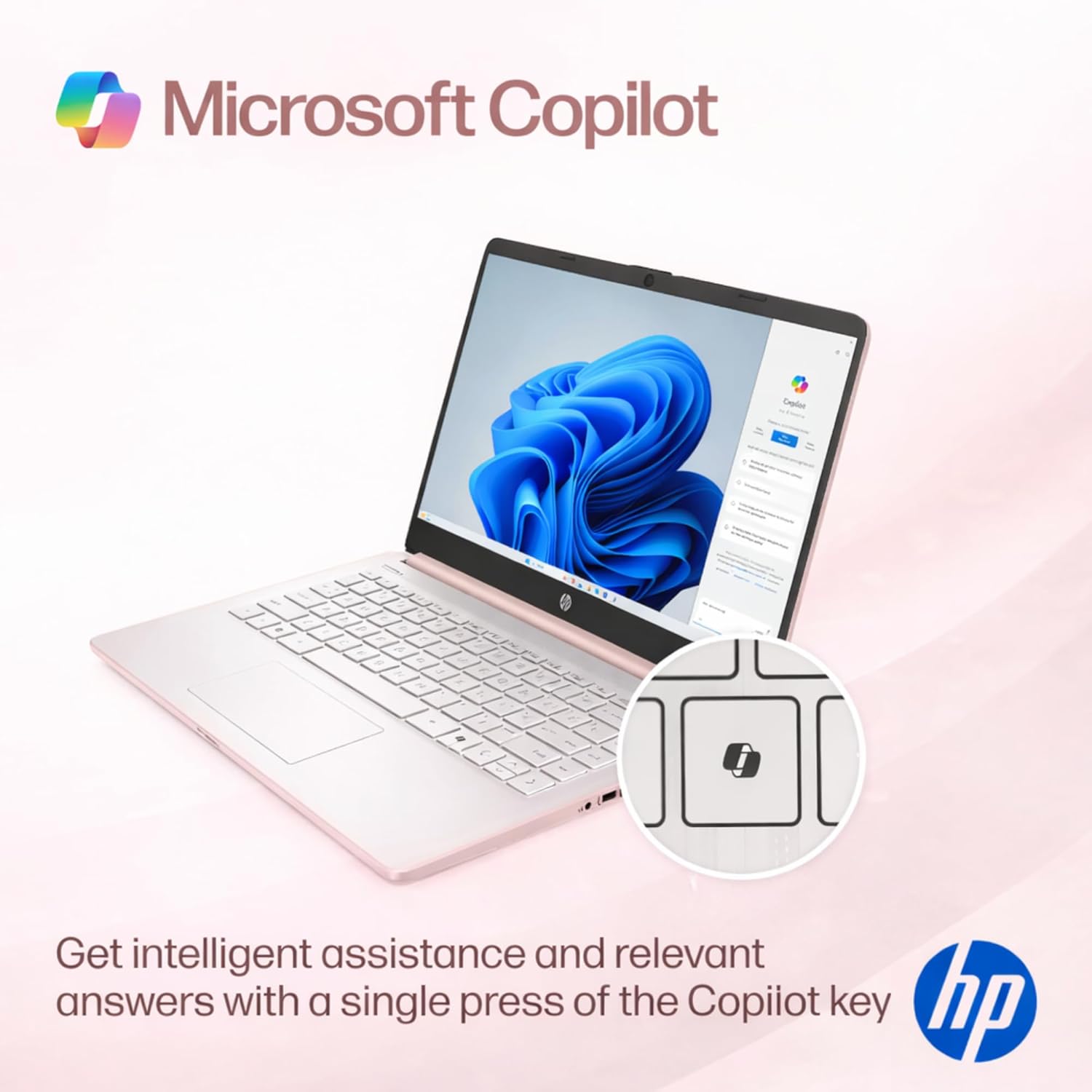 HP Ultrabook Laptop  8GB RAM  1.1TB Storage (1TB OneDrive + 64GB SSD)  Microsoft 365 Included  Intel 2-Core | Fast  Smart  Budget-Friendly  AI-Ready Essential no Mouse  Rose Gold