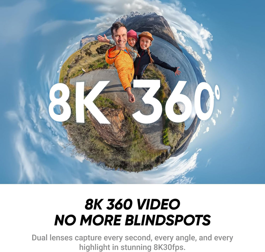 Insta360 X4 Air Starter Bundle - Lightweight 165g 8K 360 Camera  Invisible Selfie Stick  Replaceable Lenses  Shoot First & Frame Later  Built-in Wind Guard  FlowState Stabilization  AI-Powered App