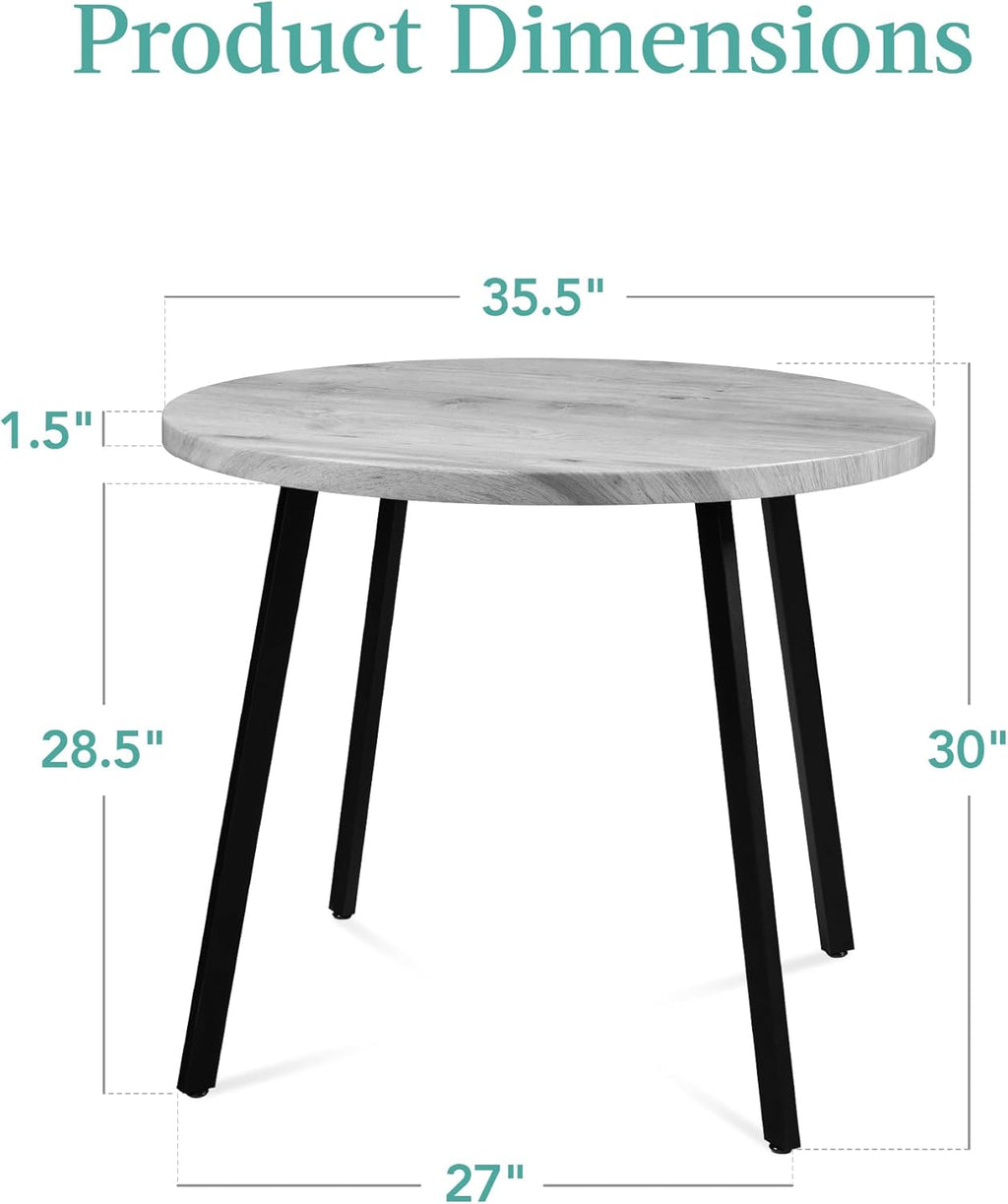 Best Choice Products Round Dining Table 35.5”, Mid-Century Modern Kitchen Table for 2-4 People, Small Space Apartment Dinette, Wood Top W/Steel Legs - Gray