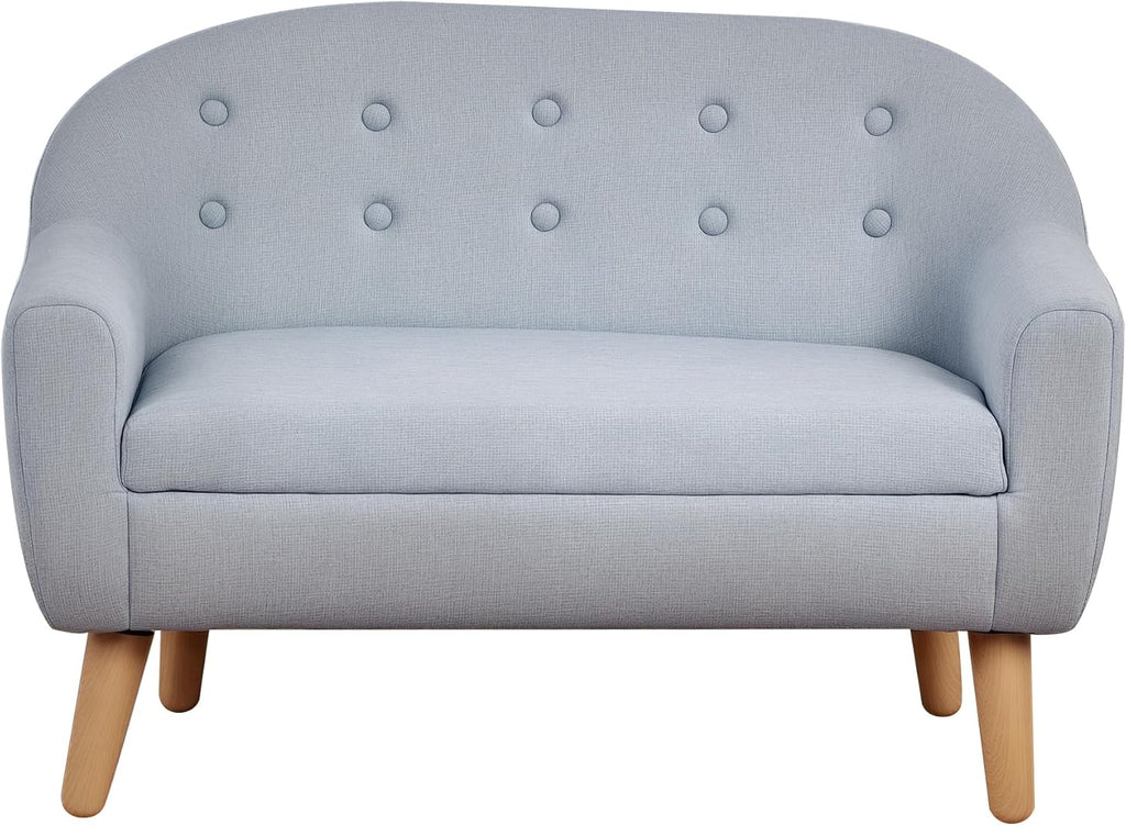 Qaba 2-Seat Kids Sofa, Toddler Sofa Couch, Linen-Like Fabric and Wooden Frame Sofa Chair for Ages 3-7, 11" High Seat, Gray