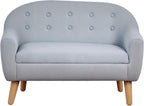 Qaba 2-Seat Kids Sofa, Toddler Sofa Couch, Linen-Like Fabric and Wooden Frame Sofa Chair for Ages 3-7, 11" High Seat, Gray
