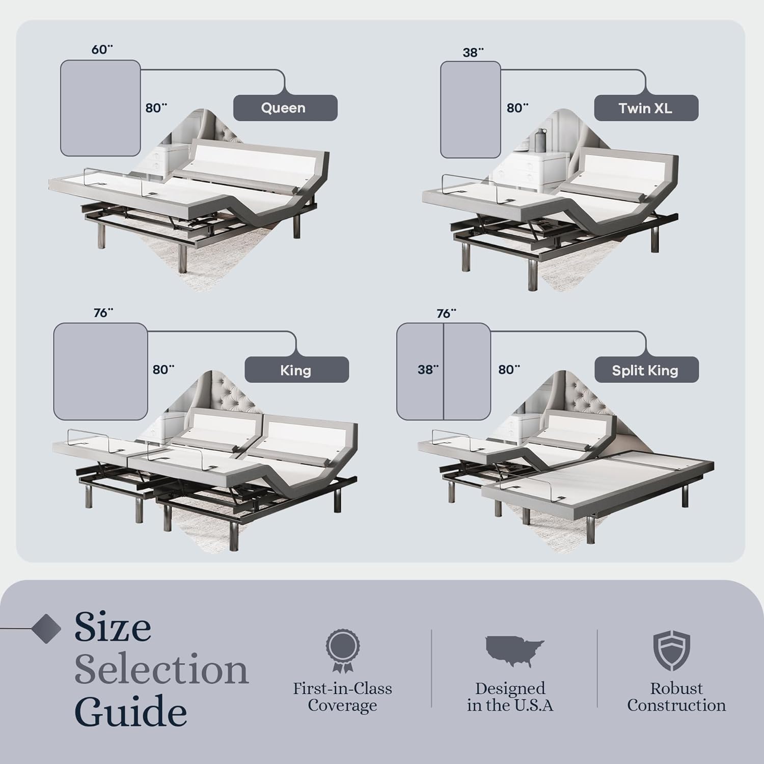 Sven & Son Platinum Adjustable Bed Base Frame + 12 inch Memory Foam Matt (Medium), Lumbar Support, Head-Pillow-Tilt, Massage, Under-Bed Lights, USB - Twin XL