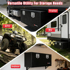 FORWODE 36x17x18 Inch Underbody Truck Tool Box Aluminum Trailer Tool Box with Lock & Foldable T-Handle Waterproof Truck Storage Box for Pickup Truck, Trailer, RV, ATV, Indoor（BLACK）
