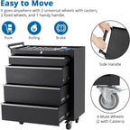 Heavy-Duty Rolling Tool Chest with 4 Lockable Drawers, Featuring a Sturdy Metal Cabinet and Smooth-Wheeling Mobility, Includes Protective Drawer Liners for Secure Storage