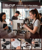 SYBO Commercial Coffee Maker 12 Cup, Pour Over Drip Coffee Maker Brewer with 3 Lower Warmers, Stainless Steel Cafetera