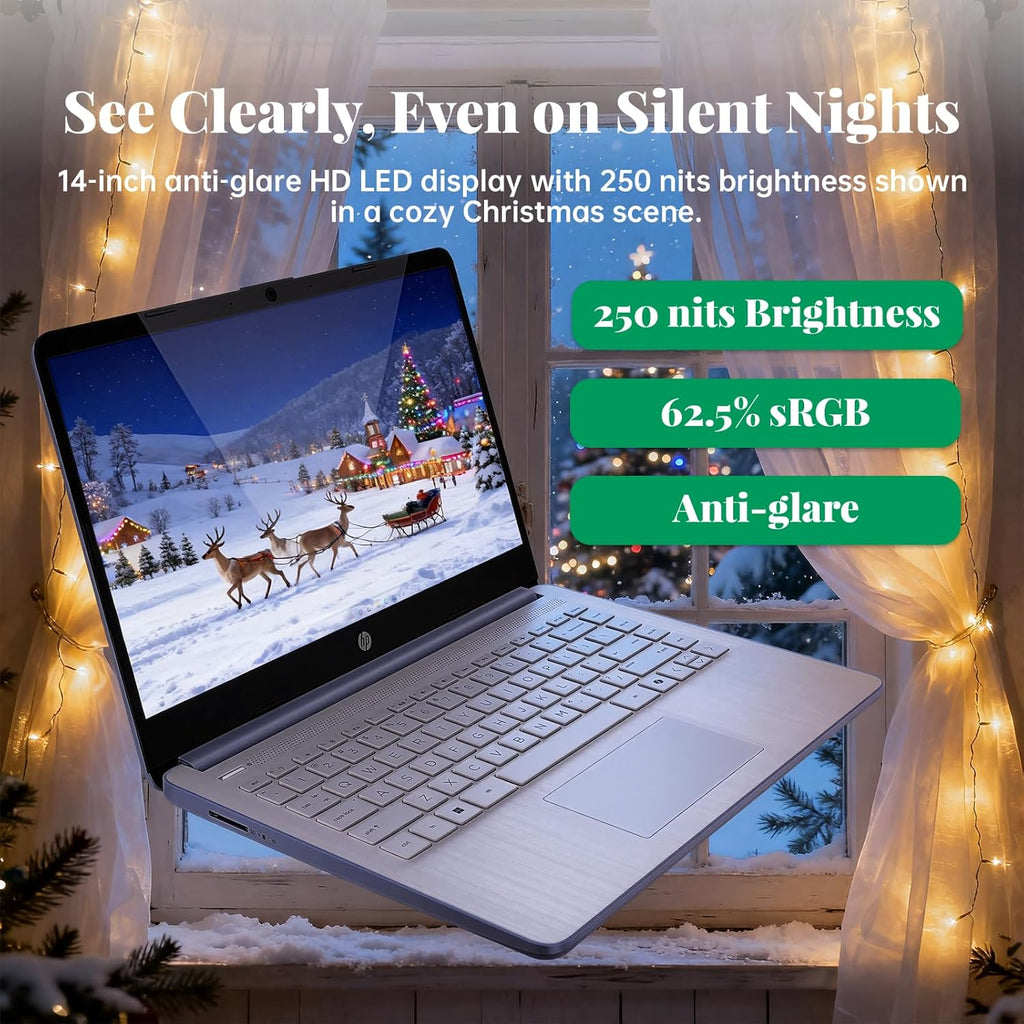 HP 14" Laptop 2025 Business Student Slim Computer  1-Y Office 365  Copilot AI  Quad-Core Intel CPU  16 GB RAM  128GB UFS & 128GB SD Card  Wi-Fi 6  Windows 11 Pro  JQ2XzAccessory  Sky Blue