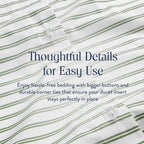 Brooklinen Luxury Sateen Duvet Cover - 100% Cotton, Twin/Twin XL Size in Green Tandem Stripe with Extra-Long Corner Ties and Button Closure - Best Twin/Twin XL Duvet Covers