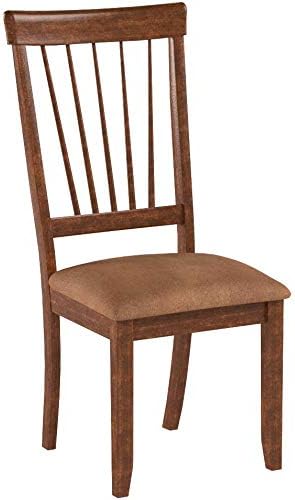 Signature Design by Ashley Berringer | Spindle Back 18" Dining Chairs (Set of 2) – Rustic Light Brown with Upholstered Cushioned Seat