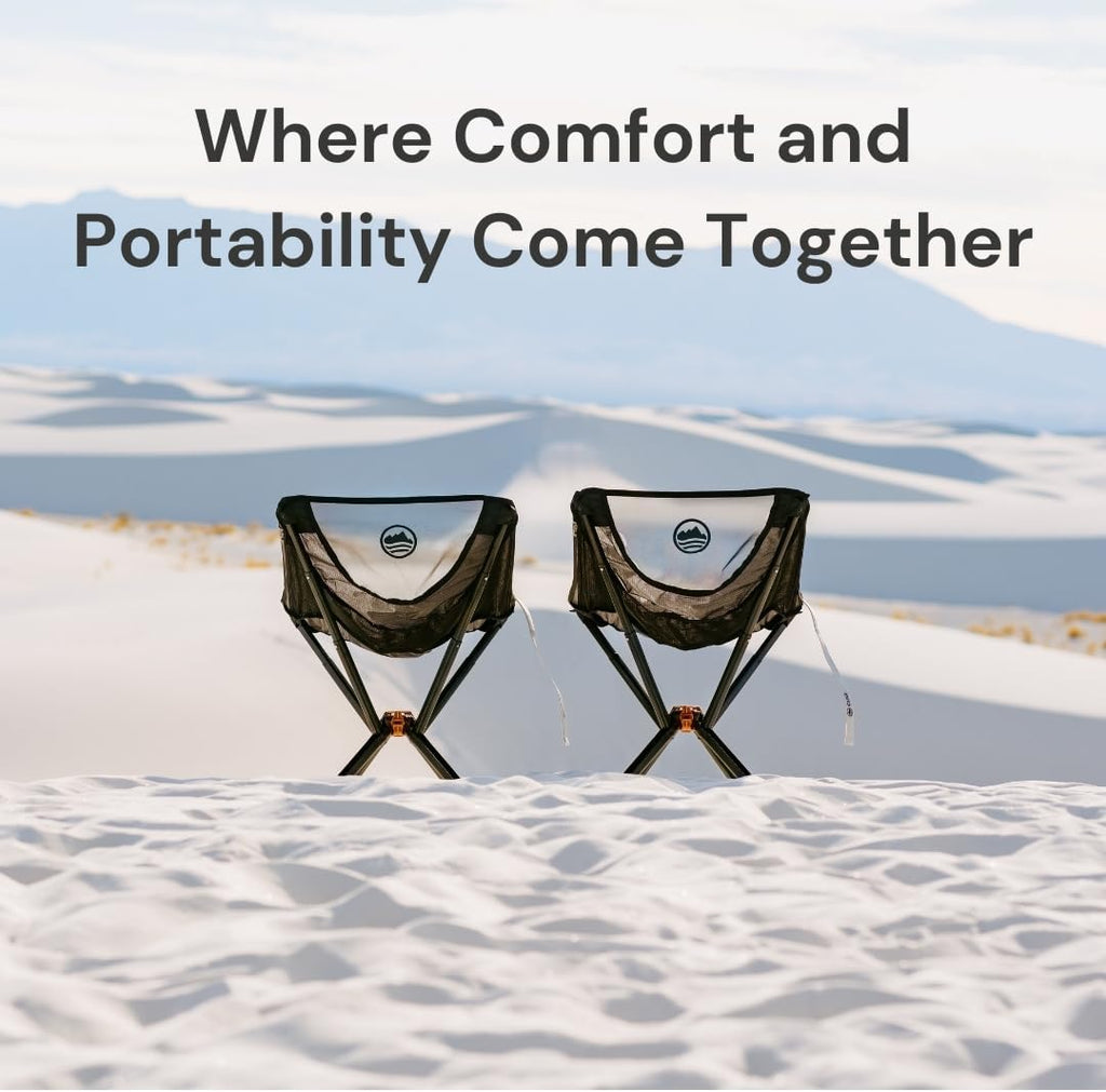 CLIQ Portable Chair Version 1.0 with Free Bag - Lightweight Folding Chair for Camping - Supports 300 Lbs - Perfect for Outdoor Adventures - Black Bundle