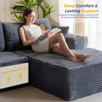MAXYOYO 104" Modular Sectional Couch with L-Shape Chaise, Modern Boneless Couch for Living Room, Sofa in A Box, Oversized Sofa Sleeper with Deep Seat, No Assembly Required, Dark Grey