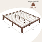Giantex 14 Inch King Wood Platform Bed Frame, Minimalist Style Mattress Foundation with Solid Rubber Wood, Heavy Duty Slat Support, Without Headboard, Easy Assembly, No Box Spring Needed, Walnut