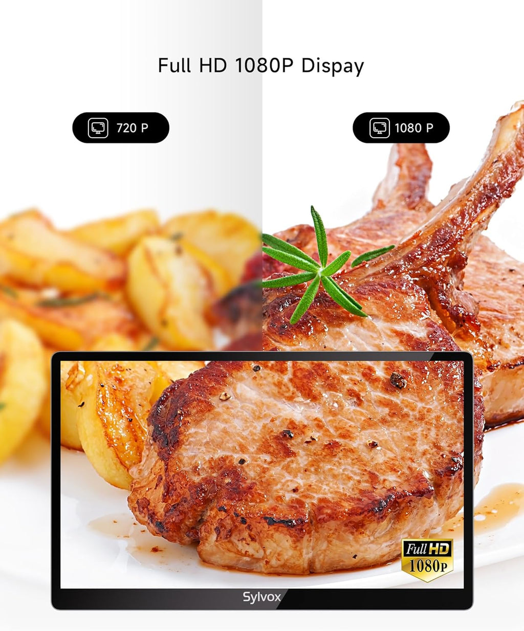 SYLVOX Kitchen TV  Small Smart TV for Kitchen  15.6 inch 1080P Full HD Under Cabinet TVs  Google Smart Television with Voice Remote Control WiFi Bluetooth Chromecast 2 Speakers  Compact & Foldable