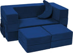Elftopia Modular Kids Sofa,Toddler Couch Foam Armchair for Kids, Children Convertible Plush Sofa Play Set,Fold Out SofaBed(Navy)