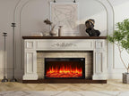 BLANKSPACE 60" Landscape Electric Fireplace with Mantel, Solid Wood Modern Entertainment Center TV Stand, Replaceable 30" Fireplace Insert Heater, for Living Room, Bedroom