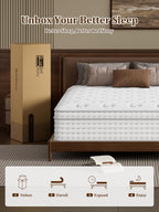 BedStory Firm Queen Mattress 14 Inch, Hybrid Queen Size Mattress in a Box, Back Pain Relief, Luxury Pocket Spring Mattress, Fiberglass-Free, 365-Night-Trial, 10 Year Warranty