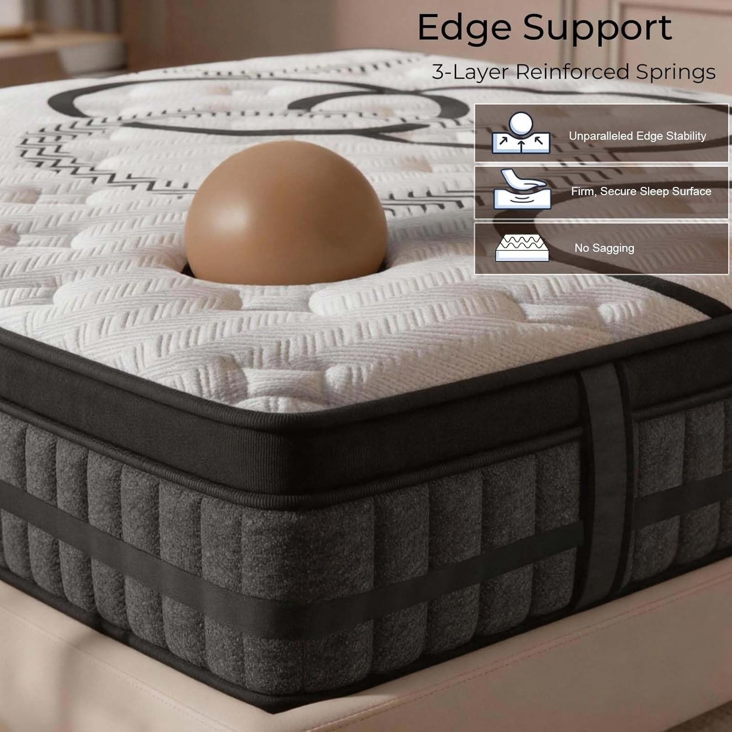 Queen Mattress 14 Inch Mattress Hybrid with Memory Foam & Pocket Springs for Motion Isolation, Breathable & Cooling Comfort, Medium Firm Support, Fiberglass Free, 365-Night Trial