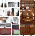 Runfider Leather Working Tool Set 588PCS Professional Leather Craft Tools Kit for Beginners with Carving Cutting Punching Sewing & Stamping Tools Leatherworking Kit for Handicraft DIY
