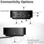 HP Docking Station for Laptop Dual Monitor and Charging Bundle - HP USB-C G5 Dock 5TW10AA / 5TW10UT / 5TW10AA#ABB with 120W Adapter  HDMI  DisplayPort  USB-C Cables & Microfiber Cleaning Cloth