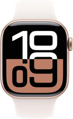 Apple Watch Series 10 GPS + Cellular  42mm - Rose Gold Aluminum Case with Starlight Sport Band  S/M (Renewed)