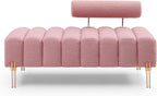 NIOIIKIT 53.2" Modern Loveseat Sofa Couch, Upholstered Accent Sofa with Golden Legs and Adjustable Backrest, Small Teddy Fleece Couches for Bedroom, Living Room, Compact Small Space (Pink Teddy)