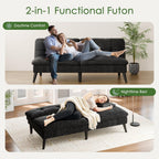 Vongrasig Futon Sofa Bed Velvet Futon Couch with Adjustable Backrest, Small Convertible Folding Sleeper Sofa Bed, Modern Loveseat for Living Room, Bedroom and Small Space, Black