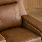 Watson & Whitely Oversized Lay Flat Recliner for Big and Tall, Genuine Leather Electric Recliner Chairs for Adults with Power Headrest & Chargers for Living Room, Saddle Brown