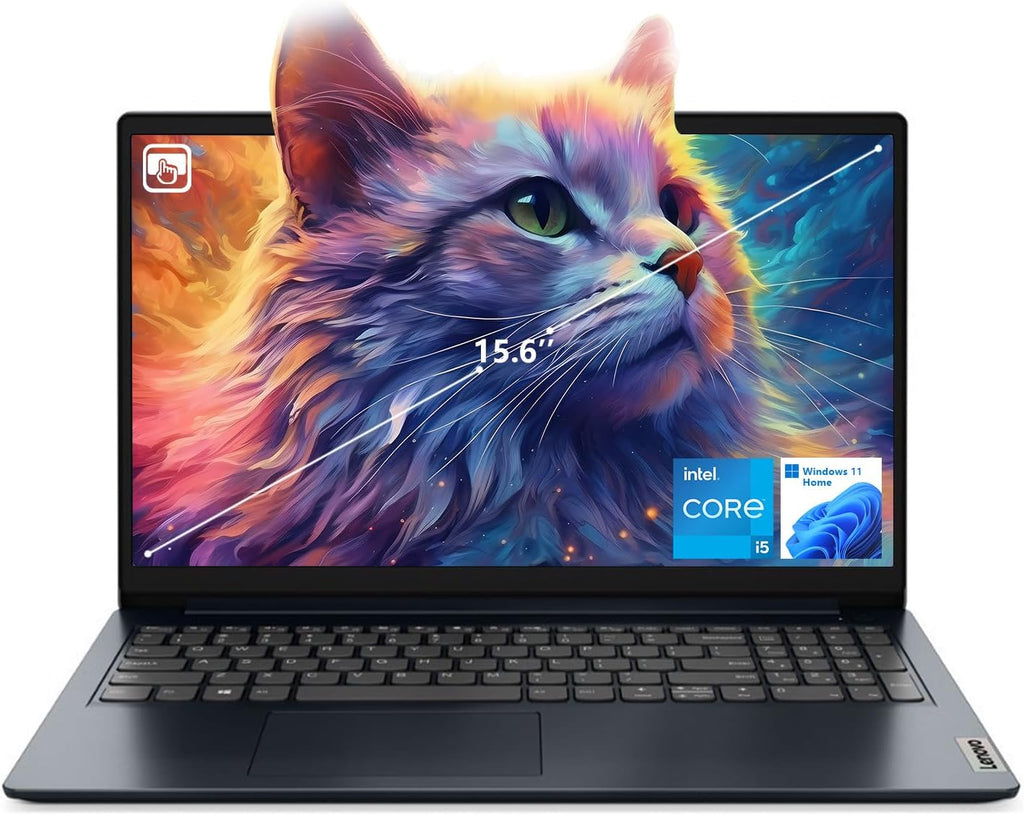 Lenovo IdeaPad 1i Laptop  15.6" FHD Touchscreen  Intel Core i5-1235U Processor  16GB RAM  512GB SSD  Webcam  HDMI  Wi-Fi 6  Windows 11 Home  Blue