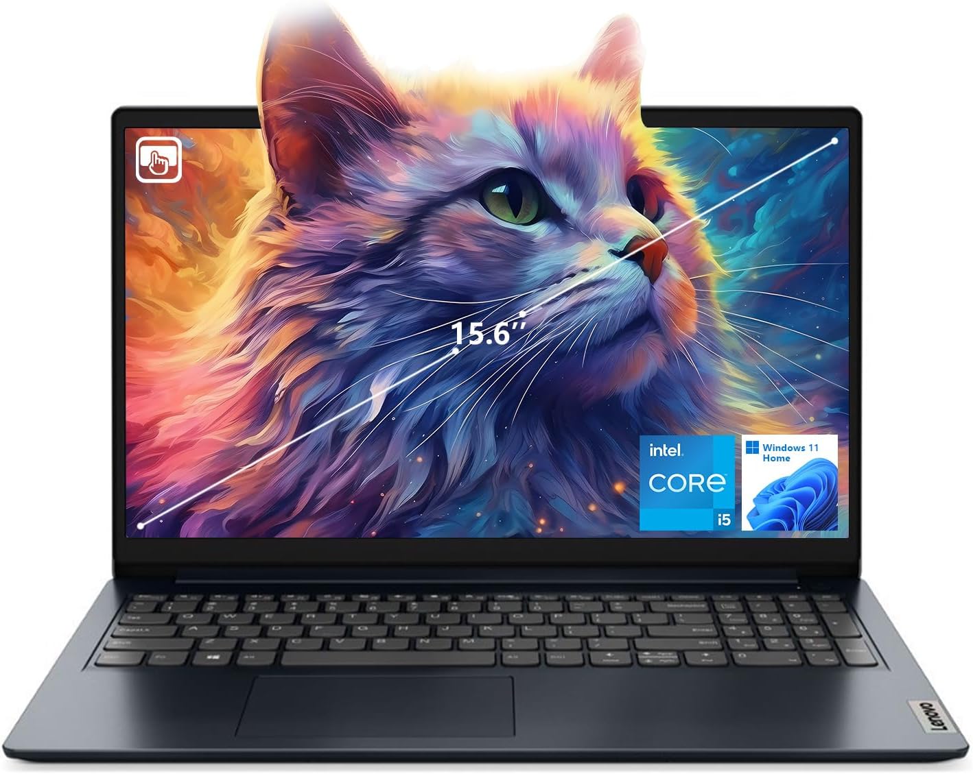 Lenovo IdeaPad 1i Laptop  15.6" FHD Touchscreen  Intel Core i5-1235U Processor  16GB RAM  512GB SSD  Webcam  HDMI  Wi-Fi 6  Windows 11 Home  Blue