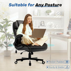 550LBS Big and Tall Office Chair, Comfy Heavy Duty Executive Chair with Adjustable Lumbar Support Double Spaces Casters, PU Leather Extra Wide Seat Ergonomic Computer Desk Chair for Back Pain, Black