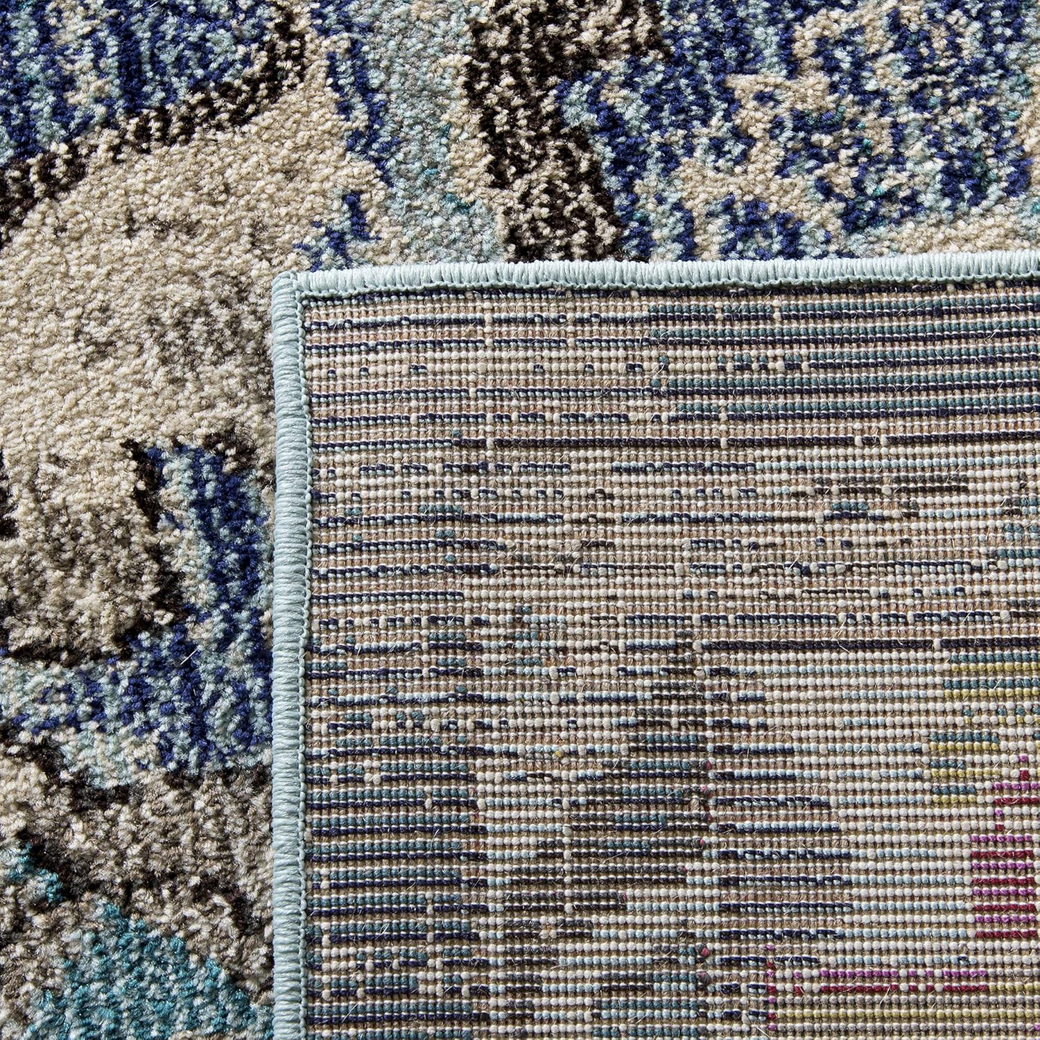 SAFAVIEH Monaco Collection Area Rug - 12' Square, Navy & Light Blue, Non-Shedding & Easy to Clean, Distressed Medallion Design, Ideal for Living Room, Bedroom, Dining Space (MNC243N)