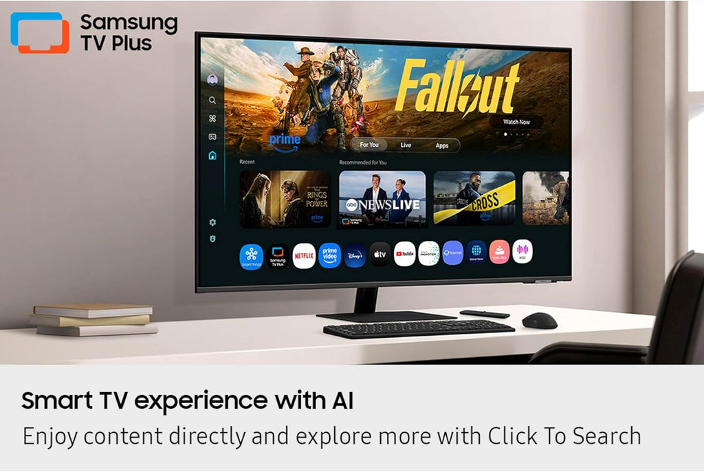 Samsung 43” Smart Monitor M7 (M70F) 4K UHD Display  Samsung Vision AI  Smart TV Apps  Gaming Hub  USB-C  HDMI and USB-A  Black  LS43FM702UNXZA  2025