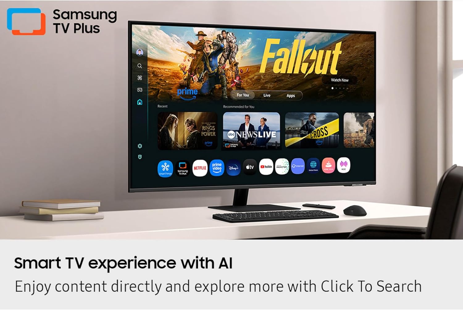 Samsung 43” Smart Monitor M7 (M70F) 4K UHD Display  Samsung Vision AI  Smart TV Apps  Gaming Hub  USB-C  HDMI and USB-A  Black  LS43FM702UNXZA  2025
