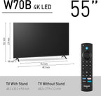 Panasonic W70 Series (2025 Model) 55" LED 4K Ultra HD Smart Fire TV  Press & Ask Alexa  Apple AirPlay  HDR10+  HDMI 2.1  and Bluetooth Support - 55W70BP