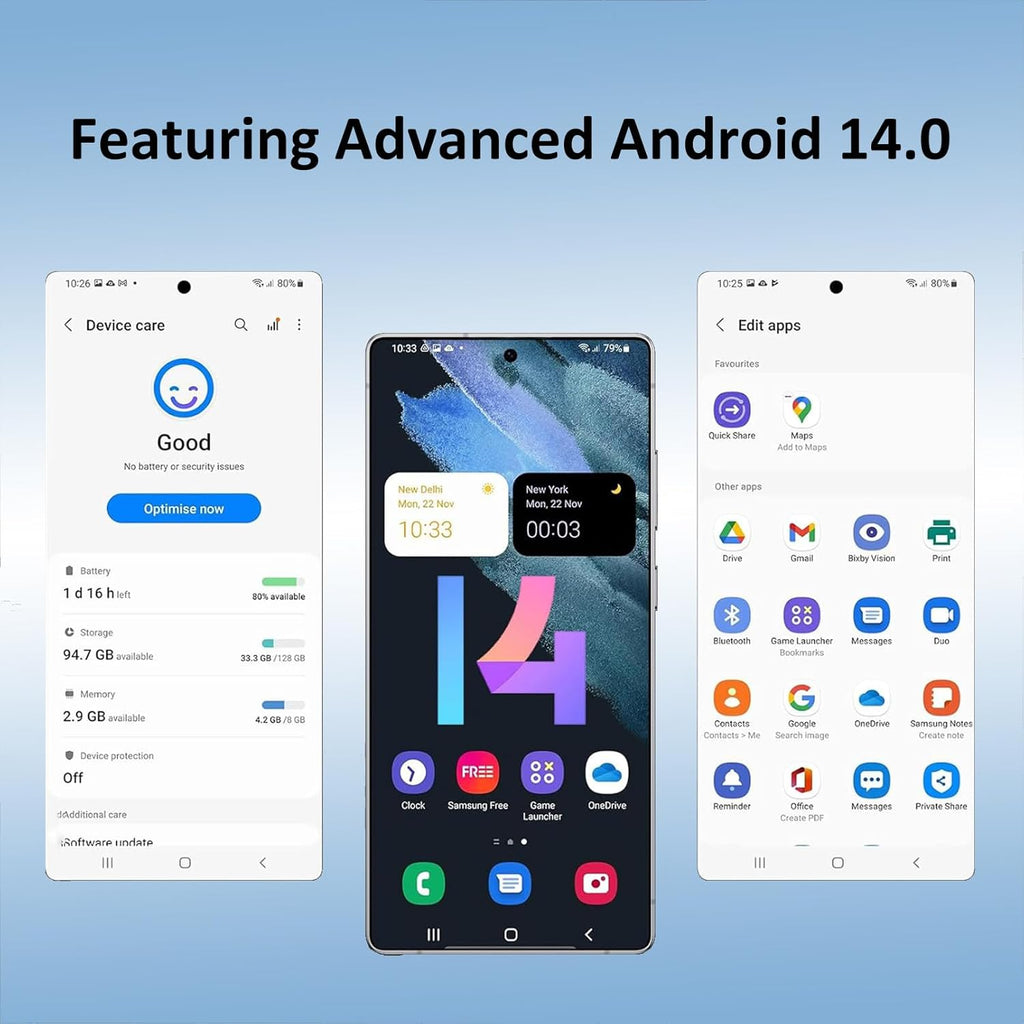 Echoamo I25 Ultra Unlocked Cell Phone, 5G Smartphone Android 14 Snapdragon 8 Gen 2 Octa-Core, 8GB+256GB UnlockPhone, 7000mAh Battery, 6.9" FHD+ 120Hz 108MP Camera, Dual SIM Phone/GPS/Face ID - Black