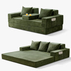 MAXYOYO Convertible Sofa Bed, 80" Oversized Boneless Loveseat Couch 4 in 1 Foldable Floor Sofa Couch in A Box with 2 Cup Holders, Folding Sleeper Chair for Living Room, No Assembly Required, Green