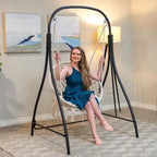 SUNCREAT Indoor Hammock Swing Chair with Stand, Hanging Chair Outdoor with Stand, 400 lbs Capacity, Beige