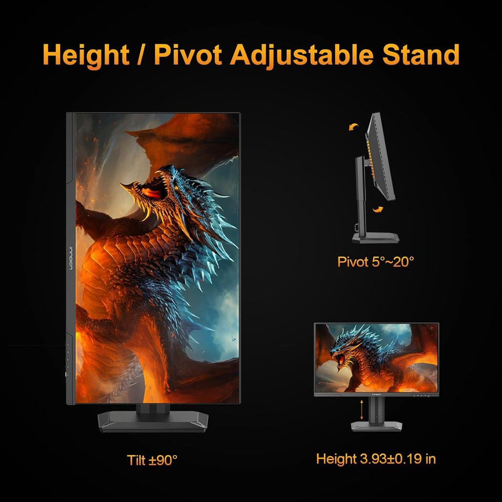 INNOCN 24.5" 2K QHD 2560 x 1440P 240Hz Monitor  Gaming Console Ready  Mini-LED Precisely Local Dimming  Monitor for Mac  HDMI 2.1  DP 1.4  Height Pivot Adjustable Stand  Black - 25M2S