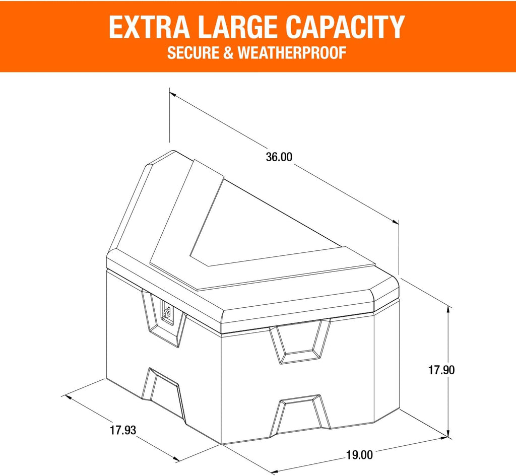 Buyers Products 1701680 Black Poly Trailer Tongue Truck Tool Cargo Storage Box,18 x 19 x 36 Inch, Made In The USA, Trailer Tongue Box For Storage And Organization, Trailer Storage Box