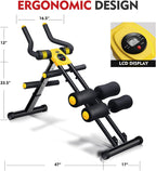 Foldable Ab Workout Machine for Home Gym – Adjustable Core & Waist Trainer for Women, Full Body Abdominal Exercise Equipment with Resistance Bands & LCD Display