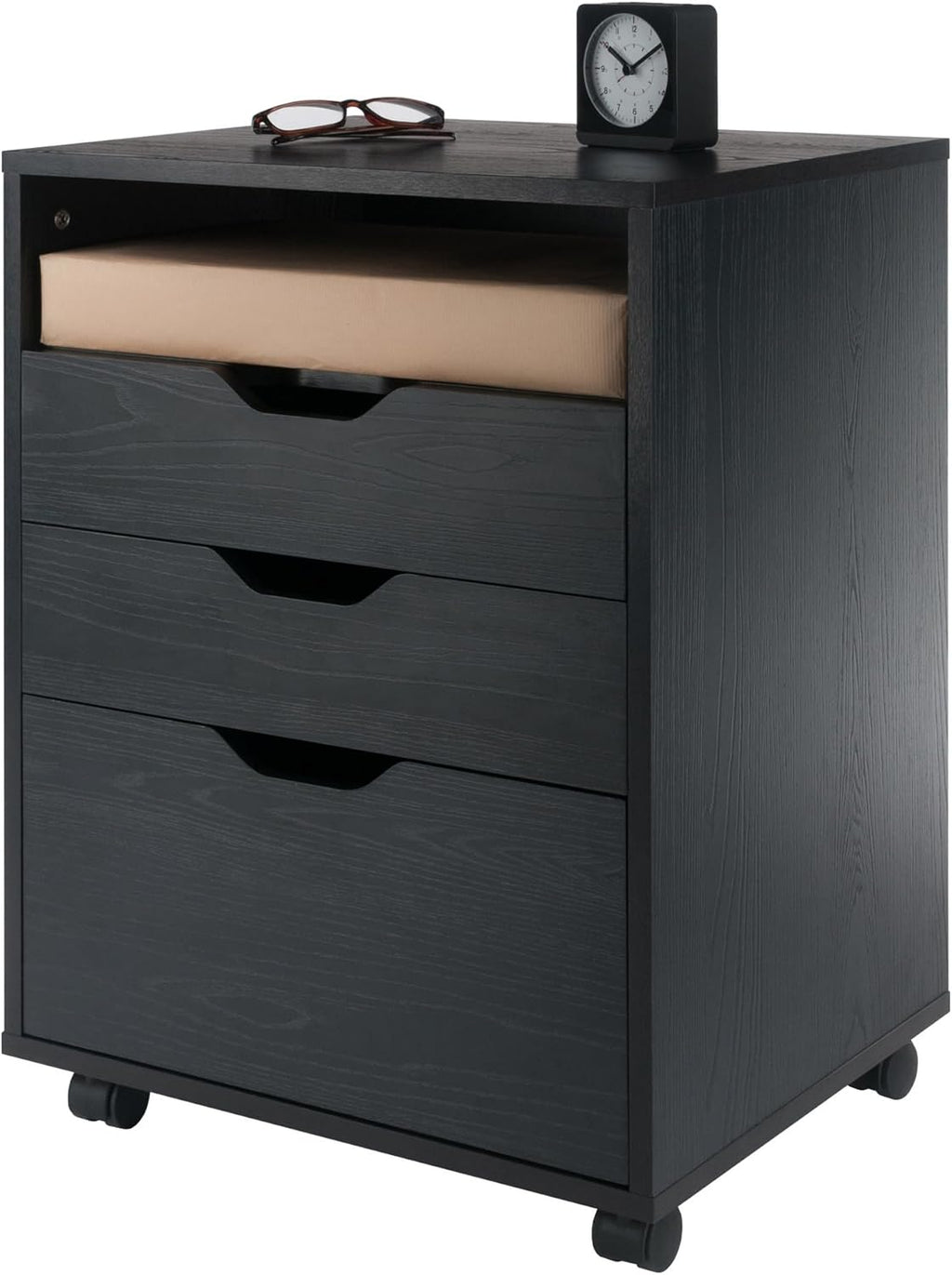 Winsome Halifax Mobile Storage Cabinet with 5 Drawers in Black, Stylish & Functional Home Storage Cabinet for Filing, Kitchen Organization, Moveable Furniture for Office, Dorms, Apartments