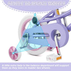 XJD Girls Bike for 3-12 Years Old Girls, 12 14 16 20 Inch Kids Bike with Training Wheels, Adjustable Seat Height, Coaster Brake, Streamers Basket