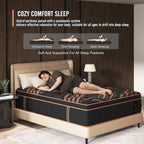 Quenn Hybrid Mattress 14 Inch, Medium Firm Gel Memory Foam & Pocket Springs - Motion Isolation & Pressure Relief for Back & Side Sleepers, CertiPUR-US Certified, 100 Night Trial